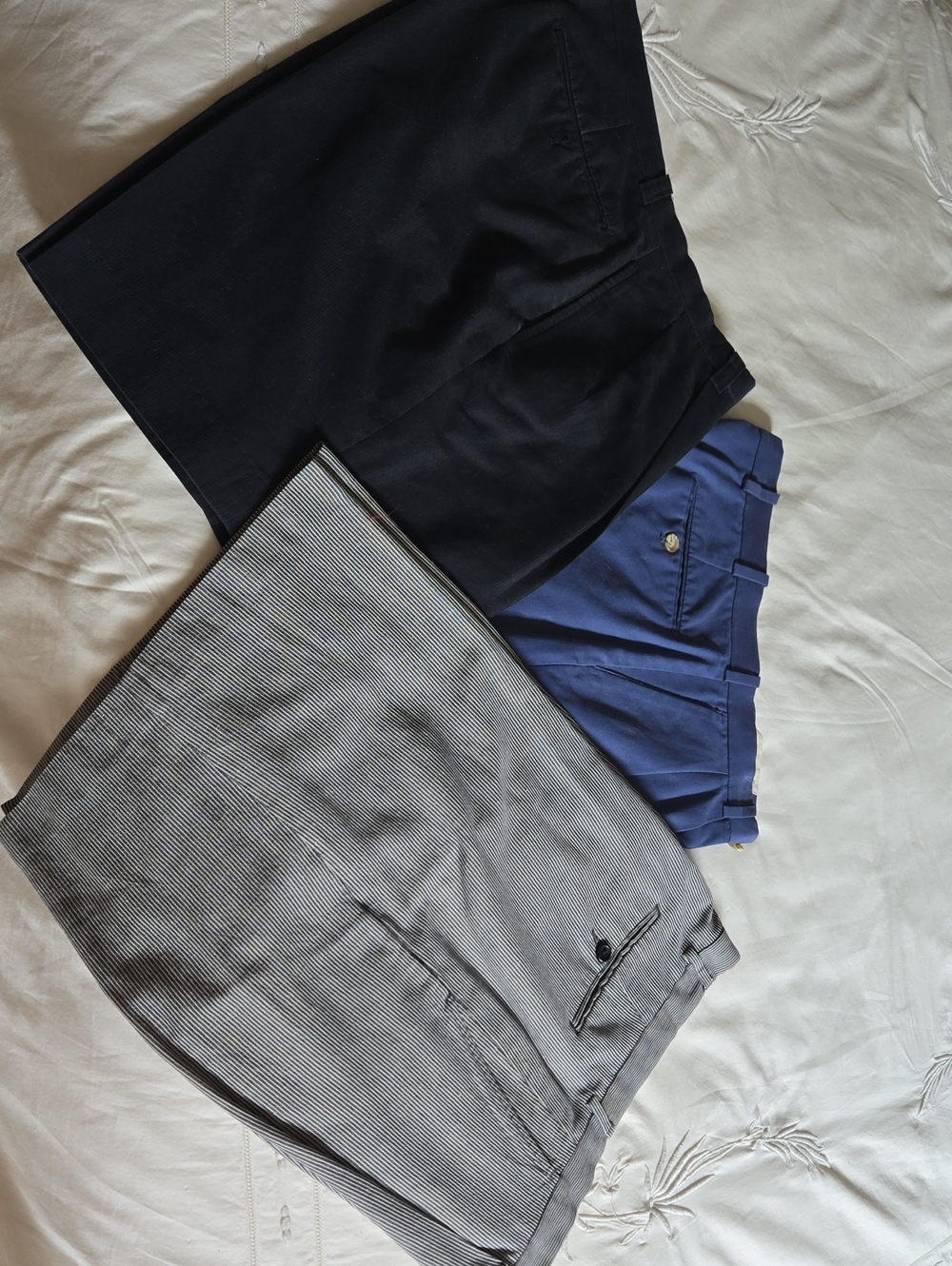 Men's Dress Shorts - Black, Blue & Gray Pinstripe